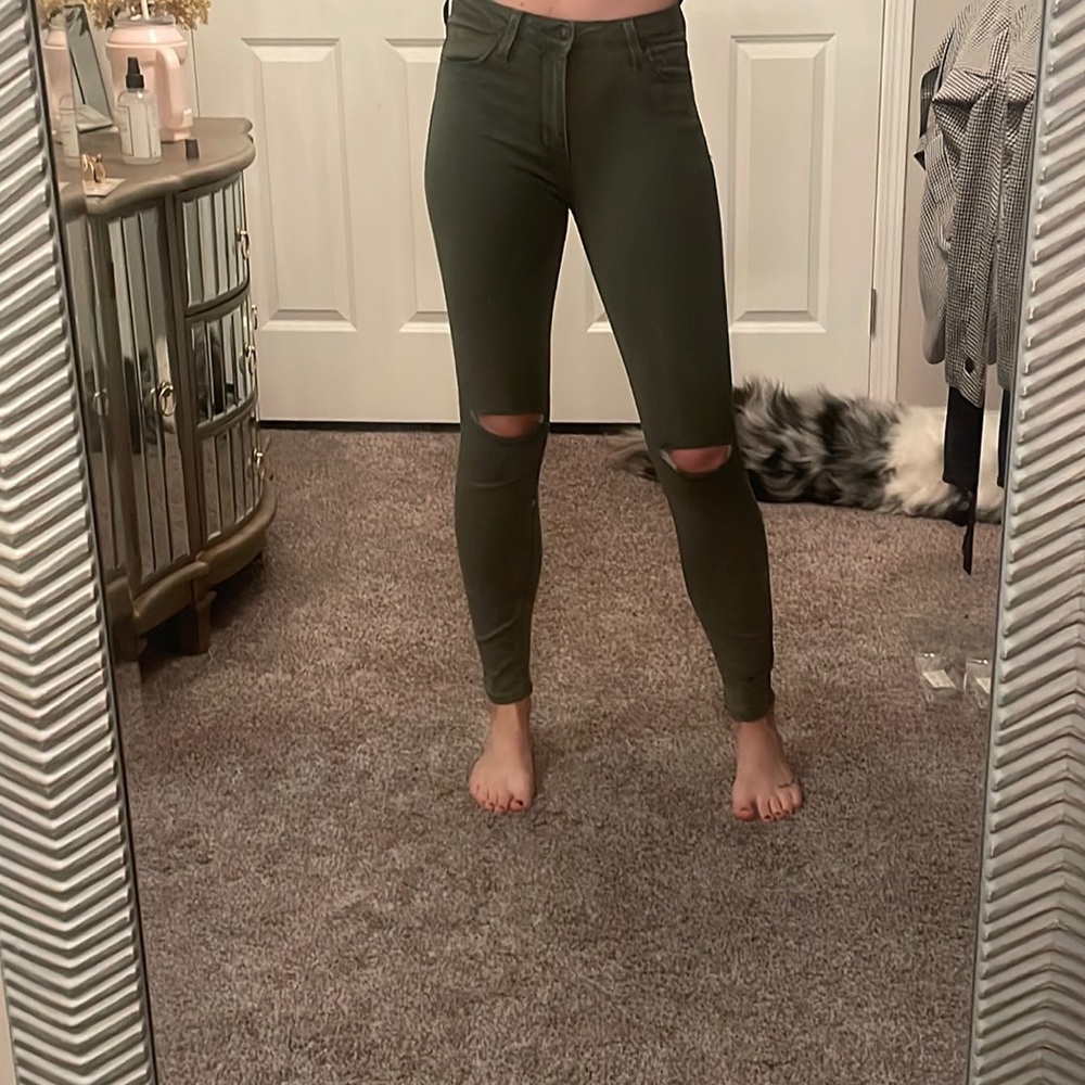 Just black green skinny jeans